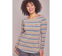 Moshulu Women's 'Breather' Breton Cotton-Rich Pyjama Top in Grey | Size: Large Moshulu Grey L