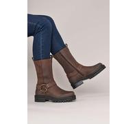 Moshulu Women's 'Firth' Squared Toe Biker Boot in Brown | Size: 4 Moshulu Brown 4