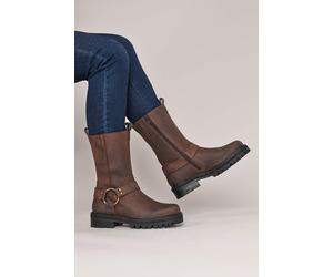 Moshulu Women's 'Firth' Squared Toe Biker Boot in Brown | Size: 7 Moshulu Brown 7