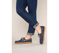Moshulu Women's 'Fowey' Nubuck Boat Shoes in Indigo | Size: 6.5 Moshulu Indigo 6.5