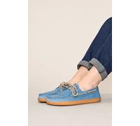 Moshulu Women's 'Fowey' Nubuck Boat Shoes in Light Blue | Size: 4 Moshulu Light Blue 4