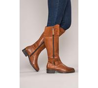 Moshulu Women's 'Freja' Tall Leather Riding Boot in Tan | Size: 4 Moshulu Tan 4