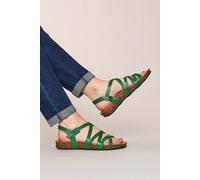 Moshulu Women's 'Ginger Ale' Strappy Cork Footbed Sandals in Green | Size: 5
