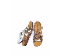 Moshulu Women's 'Ginger Ale' Strappy Cork Footbed Sandals in Metallics | Size: 6 Moshulu Metallics 6