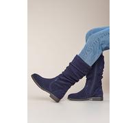 Moshulu Women's 'Glacier Suede 2' Ruched Suede Boots in Indigo | Size: 6.5 Moshulu Indigo 6.5