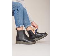 Moshulu Women's 'Kos' Chunky Sole Leather Ankle Boot in Black | Size: 6.5 Moshulu Black 6.5