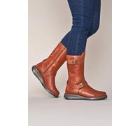 Moshulu Women's 'Nightjar' Wedge Mid-Length Leather Boots in Terracotta | Size: 6