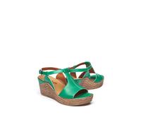 Moshulu Women's 'Peach Melba 2' T-Bar Wedge Sandals in Bottle Green | Size: 6.5