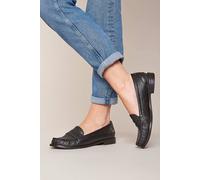 Moshulu Women's 'Petrel Leather' Leather Penny Loafers in Black | Size: 5.5 Moshulu Black 5.5