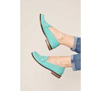 Moshulu Women's 'Petrel Nubuck' Classic Nubuck Penny Loafers in Bright Blue | Size: 8