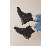 Moshulu Women's 'Pipistrelle 3' Ruched Suede Pixie Ankle Boots in Black | Size: 5 Moshulu Black 5