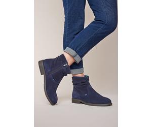 Moshulu Women's 'Pipistrelle 3' Ruched Suede Pixie Ankle Boots in Indigo | Size: 6 Moshulu Indigo 6