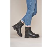 Moshulu Women's 'Seamount' Chunky Biker Boot in Black | Size: 8
