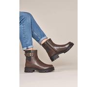 Moshulu Women's 'Seamount' Chunky Biker Boot in Chocolate | Size: 6.5