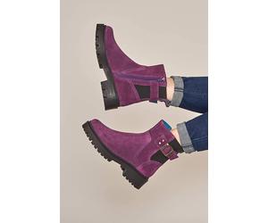 Moshulu Women's 'Seamount' Chunky Biker Boot in Plum | Size: 6.5