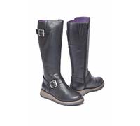 Moshulu Women's 'Stargazer' Long Leather Wedge Boots in Black | Size: 6 Moshulu Black 6