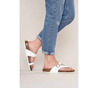 Moshulu Women's 'Wilma 2' Toe-Post Cork Footbed Sandals in White | Size: 8 Moshulu White 8