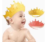 MOSIERRY 2 Pack Baby Shower Cap, Toddler Hair Washing Shield Adjustable Baby Bath Visor Shampoo Hat for Toddlers 1-9 Years, Crown Pink Yellow