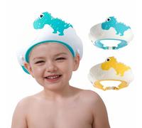 MOSIERRY 2 Pack Baby Shower Cap, Toddler Hair Washing Shield Adjustable Baby Bath Visor Shampoo Hat for Toddlers 1-9 Years, Dinosaur Blue Yellow