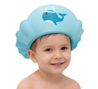 MOSIERRY Baby Shower Cap, Toddler Hair Washing Shield Adjustable Baby Bath Visor Shampoo Hat for Toddlers 1-9 Years, Blue Dolphin