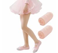 MOSIERRY Pink Ballet Tights Girls 8-12 Years 80 Denier Footed Kids Ballet Dance School Tights,2 Pack