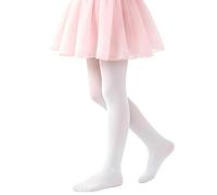 MOSIERRY White Ballet Tights Girls-Dance Tights for Girls 5-8 Years, 80 Denier Soft Stretchy Footed Kids Tights for Ballet Dance Class Performance