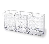 MOSIKER Makeup Brush Holder for Vanity,Acrylic Clear Small Compact Nail Hair Lip Liner Brush Pen Organizer with 3 Slots