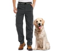 mosingle Mens Waterproof Fleece Lined Walking Trousers Soft Shell Hiking Warm Winter Ski Snow Pants with Zipper Pockets #6078-Grey-30