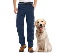 mosingle Mens Waterproof Fleece Lined Walking Trousers Soft Shell Hiking Warm Winter Ski Snow Pants with Zipper Pockets #6078-Blue-40