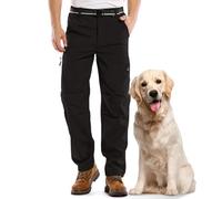 mosingle Mens Waterproof Fleece Lined Walking Trousers Soft Shell Hiking Warm Winter Ski Snow Pants with Zipper Pockets #6078-Black-30