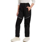 mosingle Waterproof Trousers Kids Fleece Lined Girls Boys Cargo Ski Winter Soft Shell Snow Pants Warm for Walking Outdoor Hiking #1510-Black-XXL