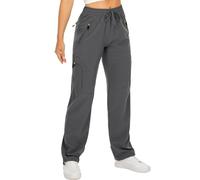 mosingle Women's Walking Cargo Trousers Lightweight Quick Dry UPF 50 Hiking Pants Safari Travel Work Casual Golf Trousers Zip Pockets #6608-Dark Grey-XL