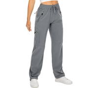 mosingle Women's Walking Trousers Cargo Pants Quick Dry UPF 50 Travel Golf Pants Lightweight Camping Work Pants Zipper Pockets #6608-Grey-XL
