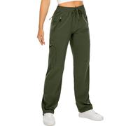 mosingle Women's Walking Trousers Cargo Pants Quick Dry UPF 50 Travel Golf Pants Lightweight Camping Work Pants Zipper Pockets #6608-Army Green-S