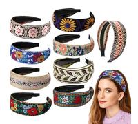 MOSIOBERDAVIAN 9 Pcs Womens Headbands are Provide Boho Headbands for Women Fine Embroidered Headbands for Women Girls,Comfortable Wide Headbands for Women,Evintage Headbands for Women
