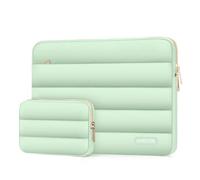 MOSISO 13-14 inch Laptop Case, 13.3 inch Puffy Laptop Sleeve Compatible with MacBook Air 13 13.6 M4 M3 M2 M1/Pro 13/Pro 14,HP,Dell,ASUS, Lenovo, Polyester Horizontal Bag with Small Case, Mint Green