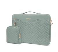 MOSISO 13.3 inch 360 Protective Laptop Case, 13-13.3 inch Laptop Sleeve Compatible with MacBook Air/Pro/Neo 13 13.6/Pro 14, HP Dell ASUS, Rectangle Quilted Bag Handle&Pocket&Small Case, Antique Green