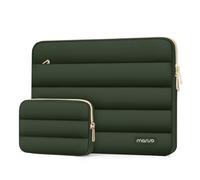 MOSISO 13.3 inch Laptop Case, 13-13.3 inch Puffy Laptop Sleeve Compatible with MacBook Air 13 13.6 M4 M3 M2 M1/Pro 13/Pro 14, HP Dell ASUS Lenovo,Polyester Horizontal Bag with Small Case, Army Green