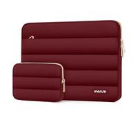 MOSISO 13.3 inch Laptop Case, 13-13.3 inch Puffy Laptop Sleeve Compatible with MacBook Air 13 13.6 M4 M3 M2 M1/Pro 13/Pro 14, HP Dell ASUS Lenovo,Polyester Horizontal Bag with Small Case, Red