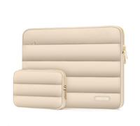 MOSISO 13.3 inch Laptop Case, 13-13.3 inch Puffy Laptop Sleeve Compatible with MacBook Air 13 13.6 M4 M3 M2 M1/Pro 13/Pro 14, HP Dell ASUS Lenovo,Polyester Horizontal Bag with Small Case, Apricot