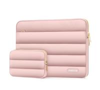 MOSISO 13.3 inch Laptop Case, 13-13.3 inch Puffy Laptop Sleeve Compatible with MacBook Air 13 13.6 M4 M3 M2 M1/Pro 13/Pro 14, HP Dell ASUS Lenovo,Polyester Horizontal Bag with Small Case, Pink