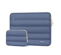 MOSISO 13.3 inch Laptop Case, 13-13.3 inch Puffy Laptop Sleeve Compatible with MacBook Air 13 13.6 M4 M3 M2 M1/Pro 13/Pro 14, HP Dell ASUS Lenovo,Polyester Horizontal Bag with Small Case,Lavender Gray