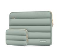 MOSISO 13.3 inch Laptop Case, 13-13.3 inch Puffy Laptop Sleeve Compatible with MacBook Air 13.6 M5 M4 M3 M2 M1/Neo/Pro 13/14, HP Dell ASUS Lenovo, Horizontal Puffer Bag with Small Case, Antique Green