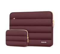 MOSISO 13.3 inch Laptop Case, 13-13.3 inch Puffy Laptop Sleeve Compatible with MacBook Air 13.6 M5 M4 M3 M2 M1/Neo/Pro 13/14, HP Dell ASUS Lenovo, Horizontal Puffer Bag with Small Case, Wine Red