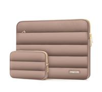 MOSISO 15-15.6 inch Laptop Case, 16 inch Puffy Laptop Sleeve Compatible with MacBook Pro 16, HP Dell ASUS Acer Toshiba Lenovo Notebook Computer, Polyester Horizontal Bag with Small Case, Brown