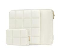 MOSISO 15-16 inch Laptop Case, 15.6 inch Puffy Laptop Sleeve Compatible with MacBook Pro 16 M4 M3 M2 M1, HP Acer Dell Lenovo Notebook, Twelve Square Quilted Bag with Vertical Pocket&Small Case, Sand