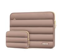 MOSISO 17-17.3 inch Laptop Case, 17.3 inch Puffy Laptop Sleeve Compatible with Dell XPS/HP Pavilion/Ideapad/Acer/Alienware/HP Omen Notebook Computer, Polyester Horizontal Bag with Small Case, Brown