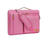 MOSISO 360 Protective Laptop Bag 16 inch, 15-15.6 inch Computer Shoulder Bag Compatible with MacBook Pro 16, HP, Dell, Lenovo, Asus, Side Open Messenger Case &4 Zipper Pockets&Handle, Rose Red