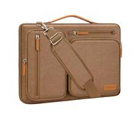 MOSISO 360 Protective Laptop Bag 16 inch, 15-15.6 inch Computer Shoulder Bag Compatible with MacBook Pro 16, HP, Dell, Lenovo, Asus, Side Open Messenger Case &4 Zipper Pockets&Handle, Mocha