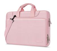 MOSISO 360 Protective Laptop Bag 16 inch, 15-15.6 inch Laptop Shoulder Bag Compatible with MacBook Air 15 M4 M3 M2/Pro 16, HP, Dell, Lenovo, Asus, Matching Color Sleeve with Belt, Pink